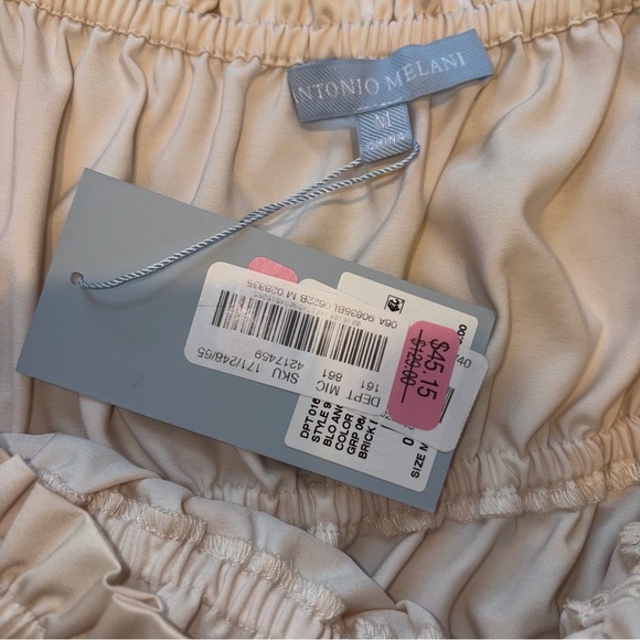 Antonio Melani Angel Sateen Short Sleeve Blouse. Medium. Color: Champagne. - Picture 4 of 6